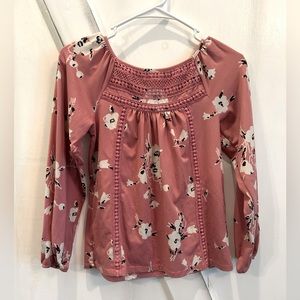 Sunset west pink floral, long sleeve top